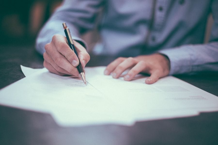 Lawyer preparing court documents