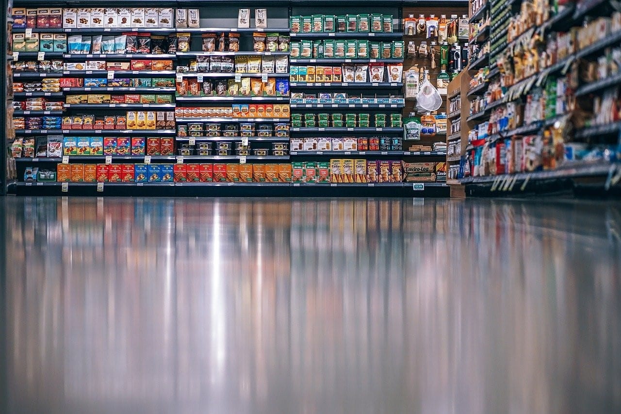 Flooring of a grocery store