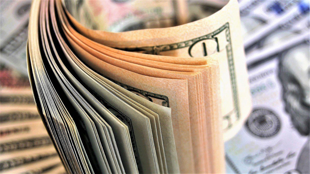 A stack of dollar bills