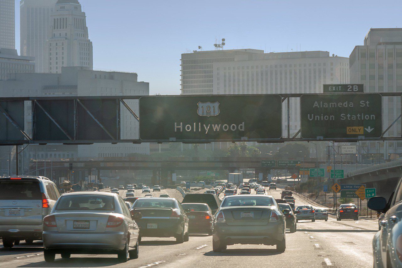 Highway full of cars