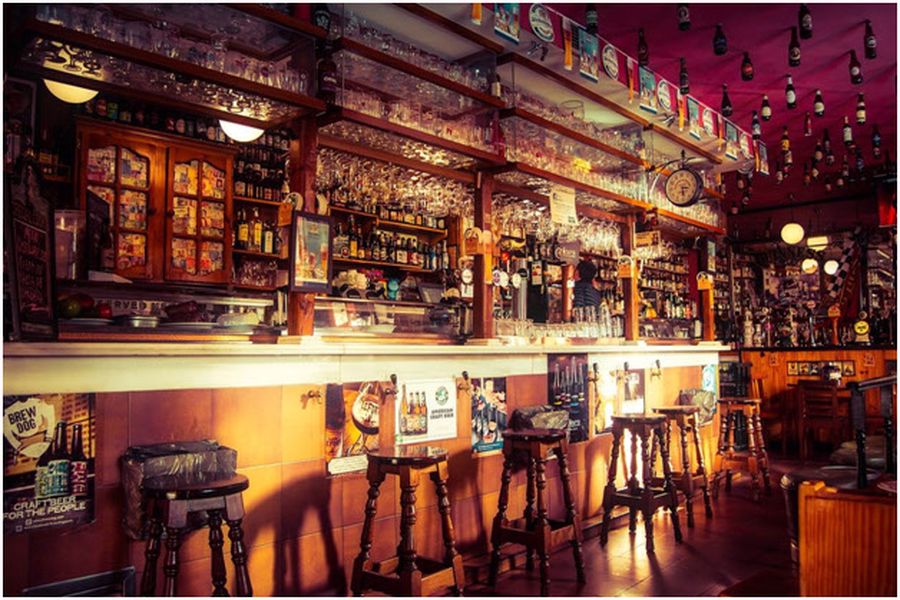 Bar with empty stools