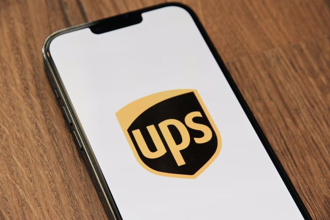 UPS app logo on a smartphone screen