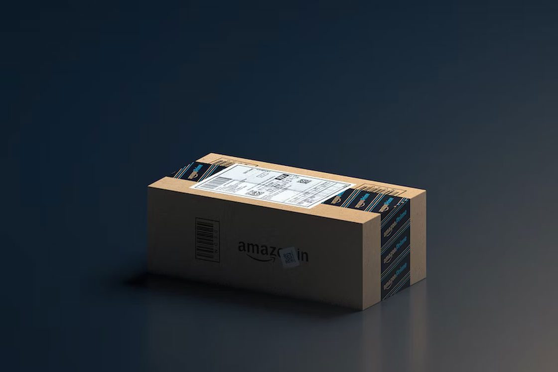 Amazon package placed on the floor