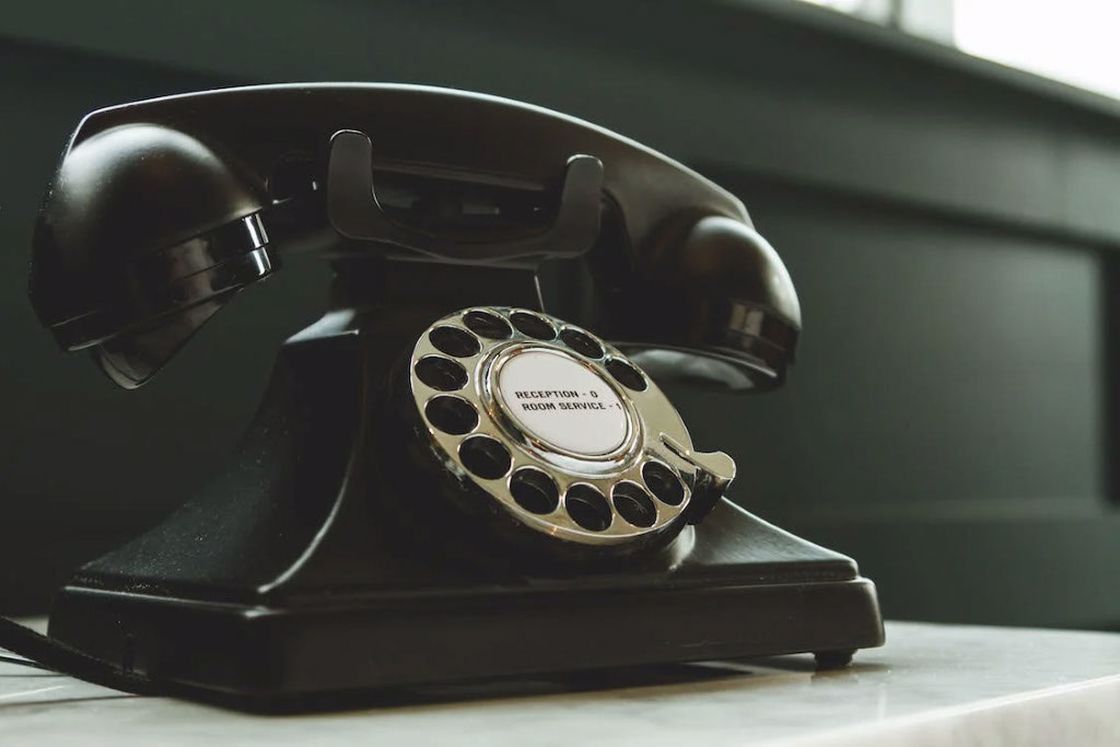 Black old fashion telephone model