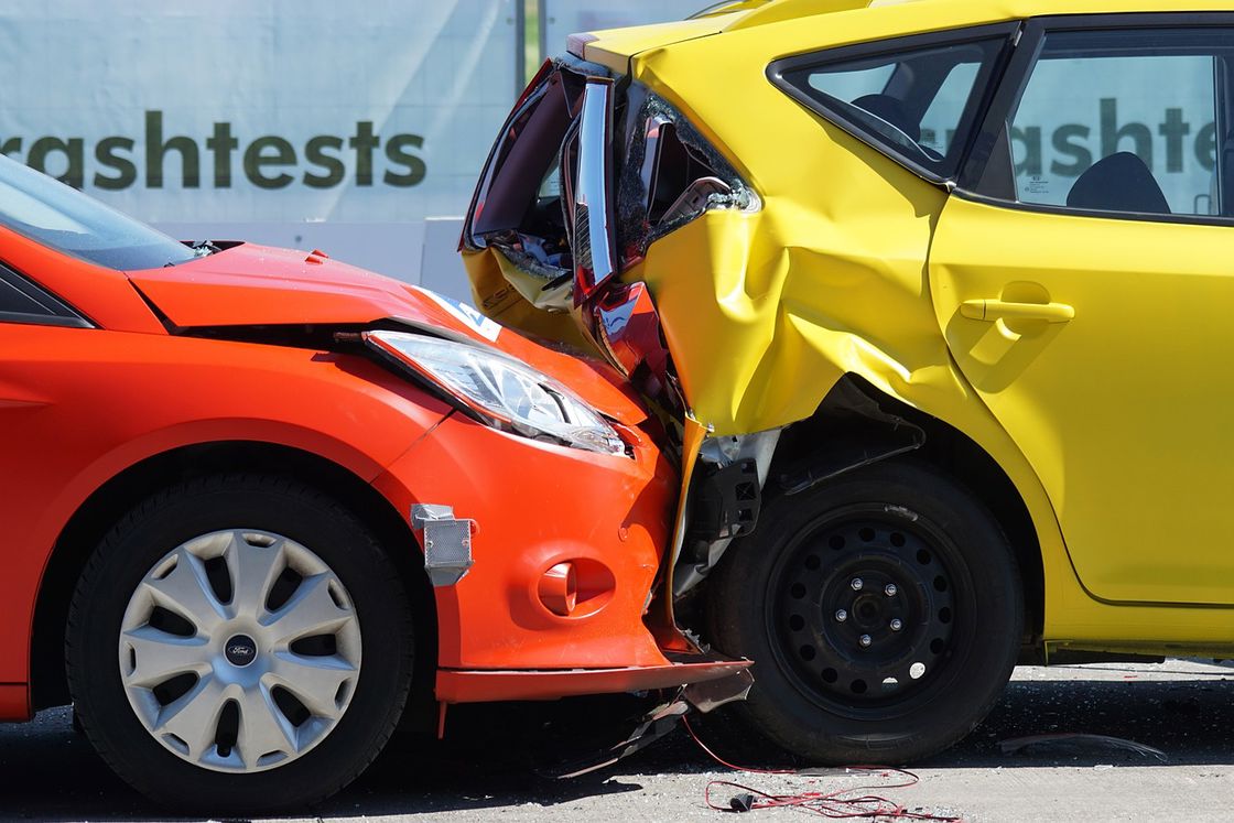 Two cars involved in a rear end collision