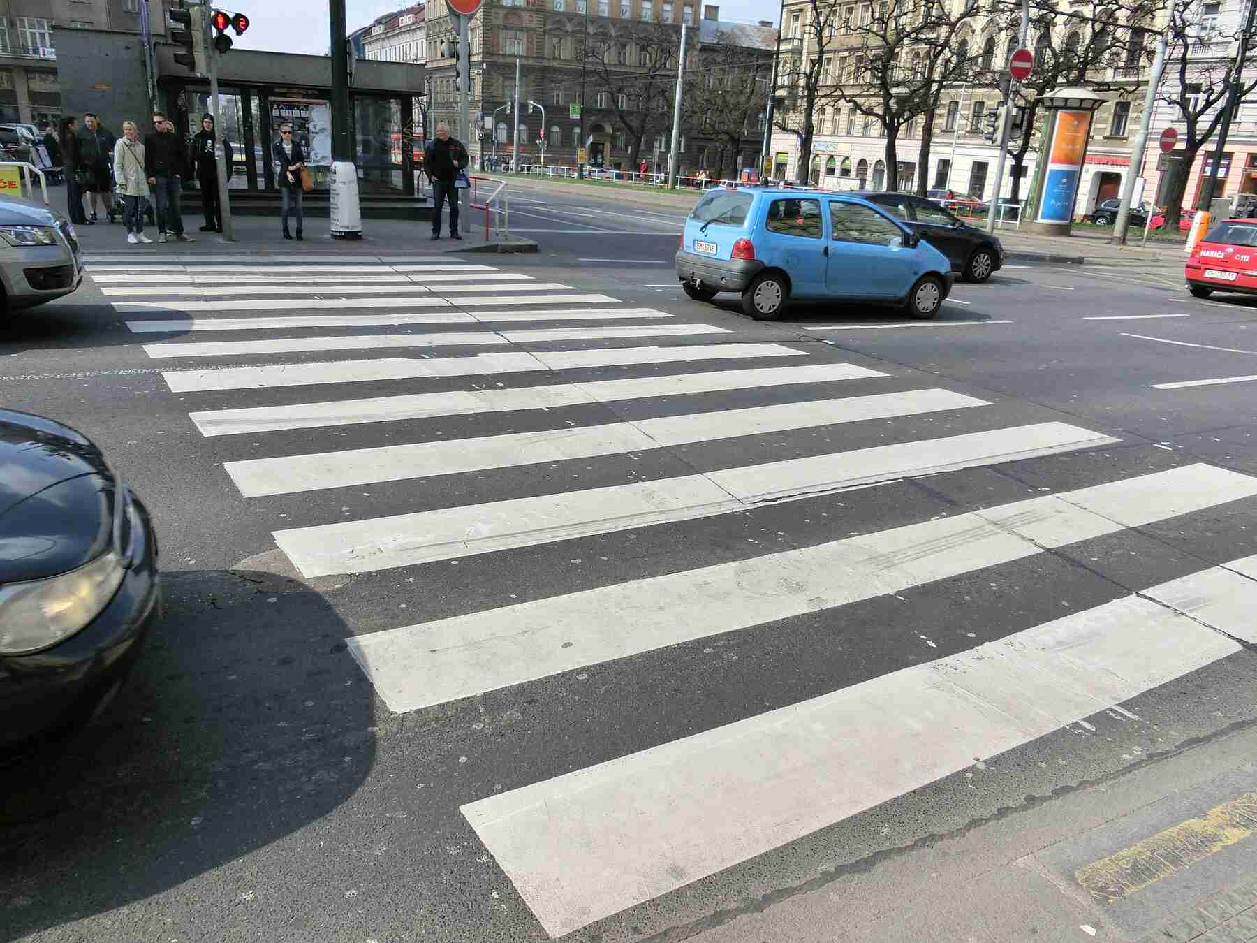 Busy pedestrian crossing