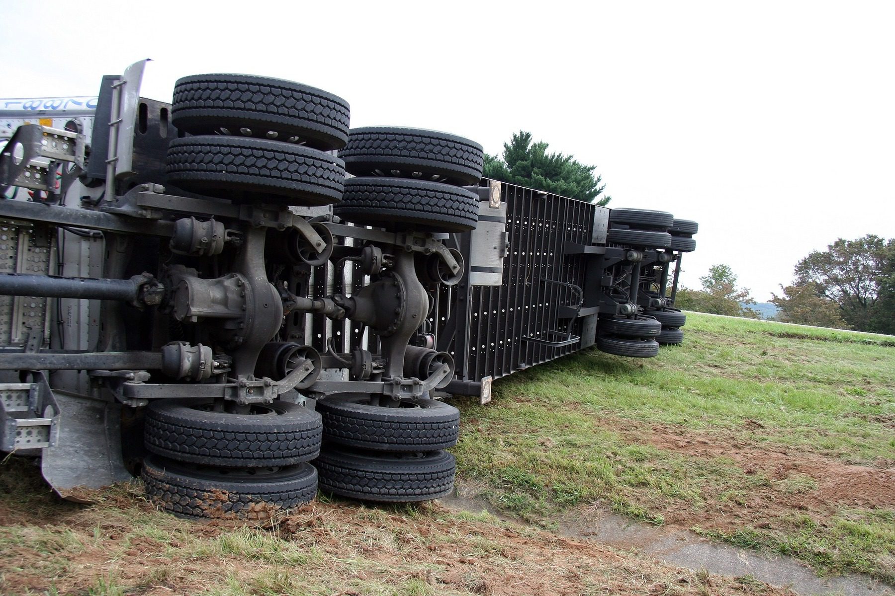 Motorcycle lying sideways after an accident